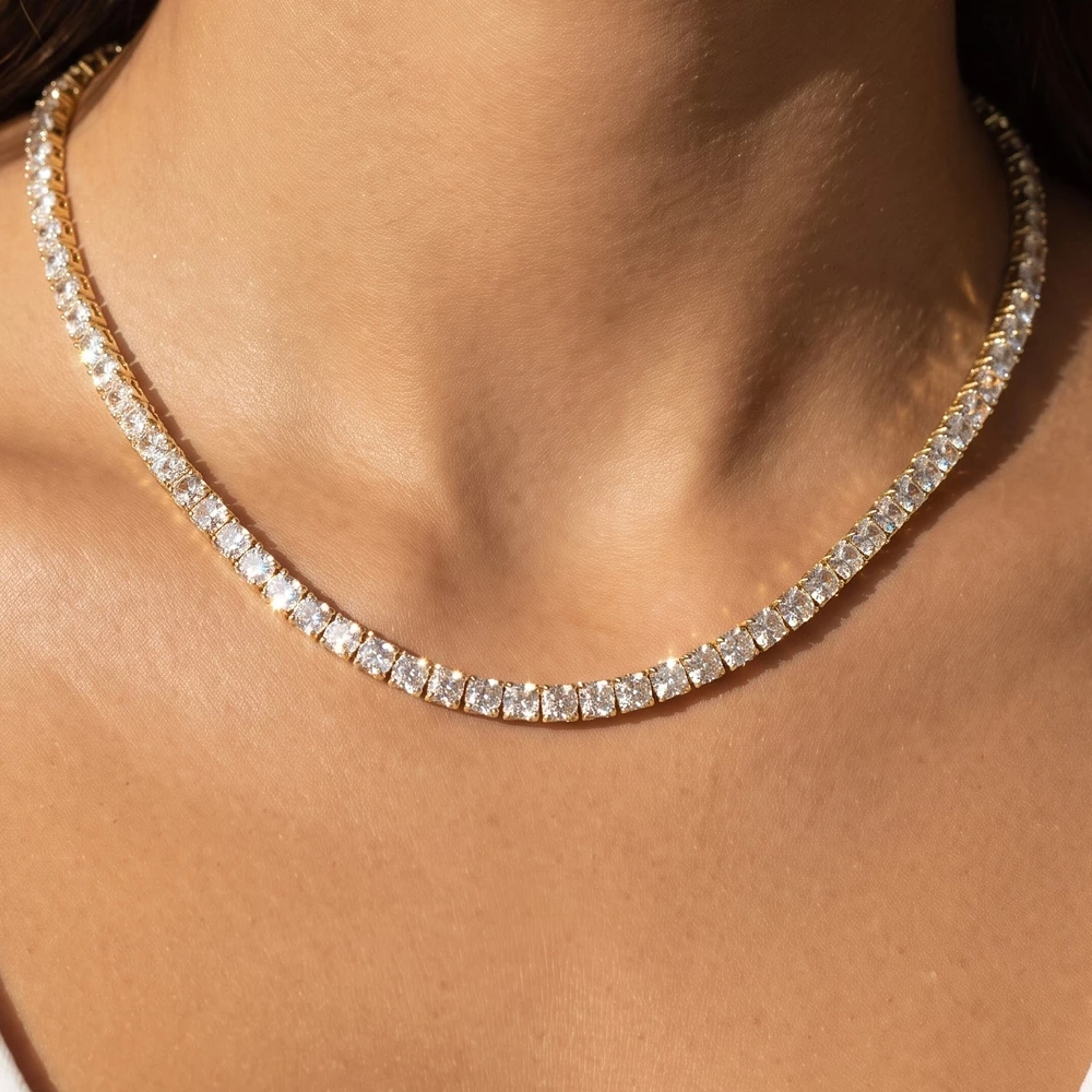 Princess Cut Cz Tennis Necklace