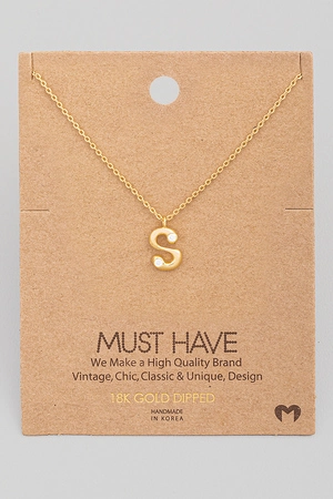 S Initial Pendant Necklace