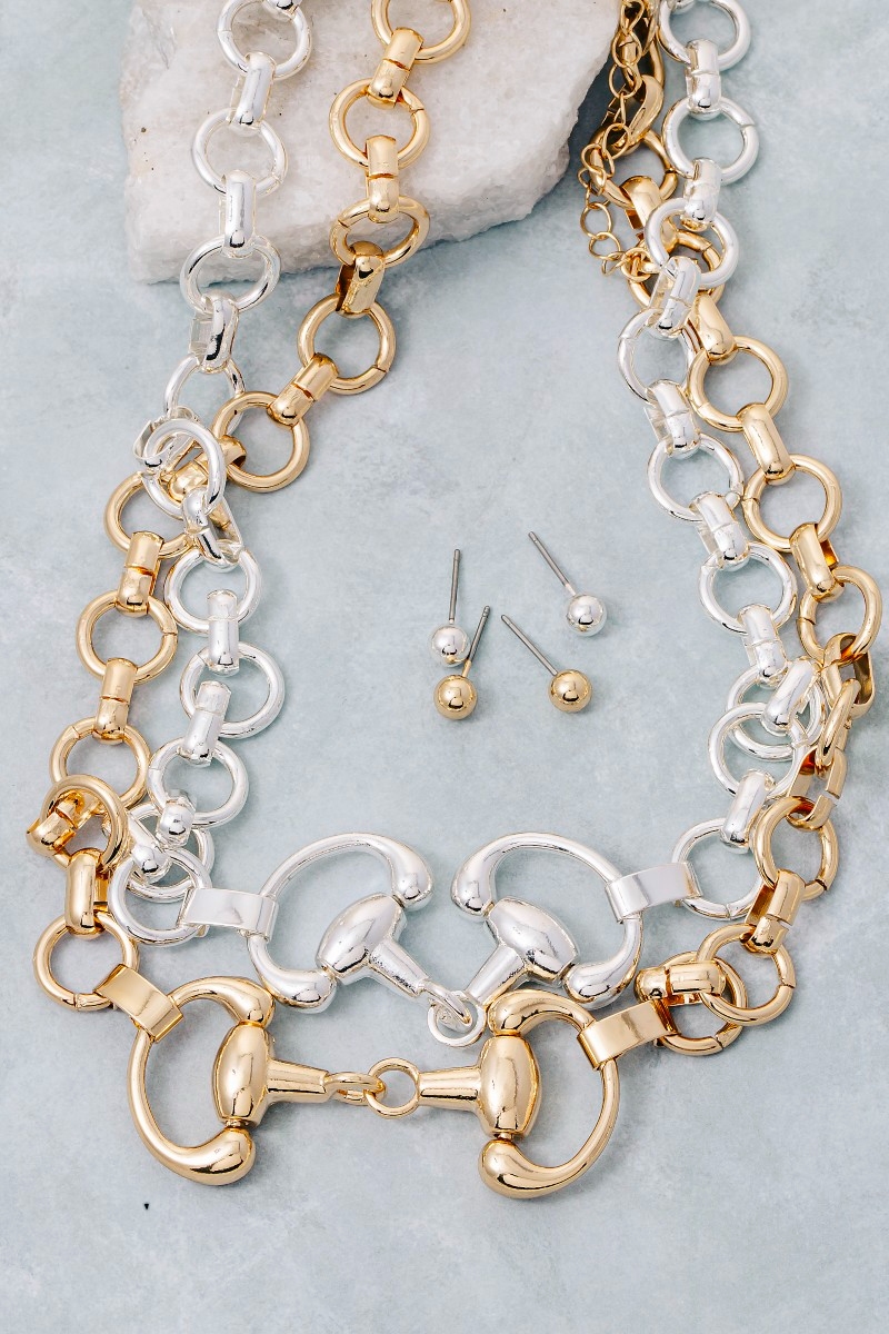 Horsebit Chain Link Necklace Set