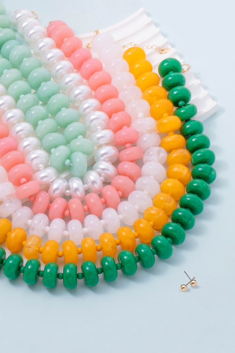 Bulky Acrylic Bead Link Necklace Set