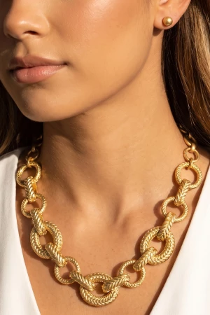 Graduated Braided Link Statement Necklace