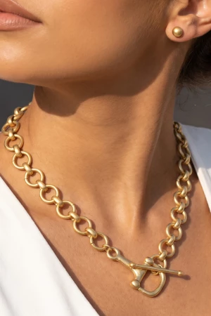 Horsebit Toggle Rolo Chain Necklace