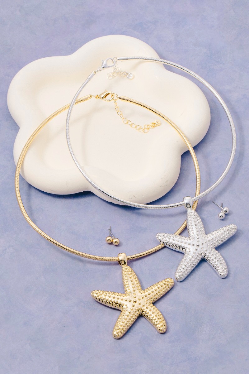 Starfish Pendant Choker Necklace