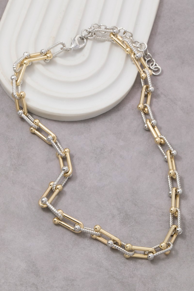 Gold Dipped Two Tone U Chain Necklace