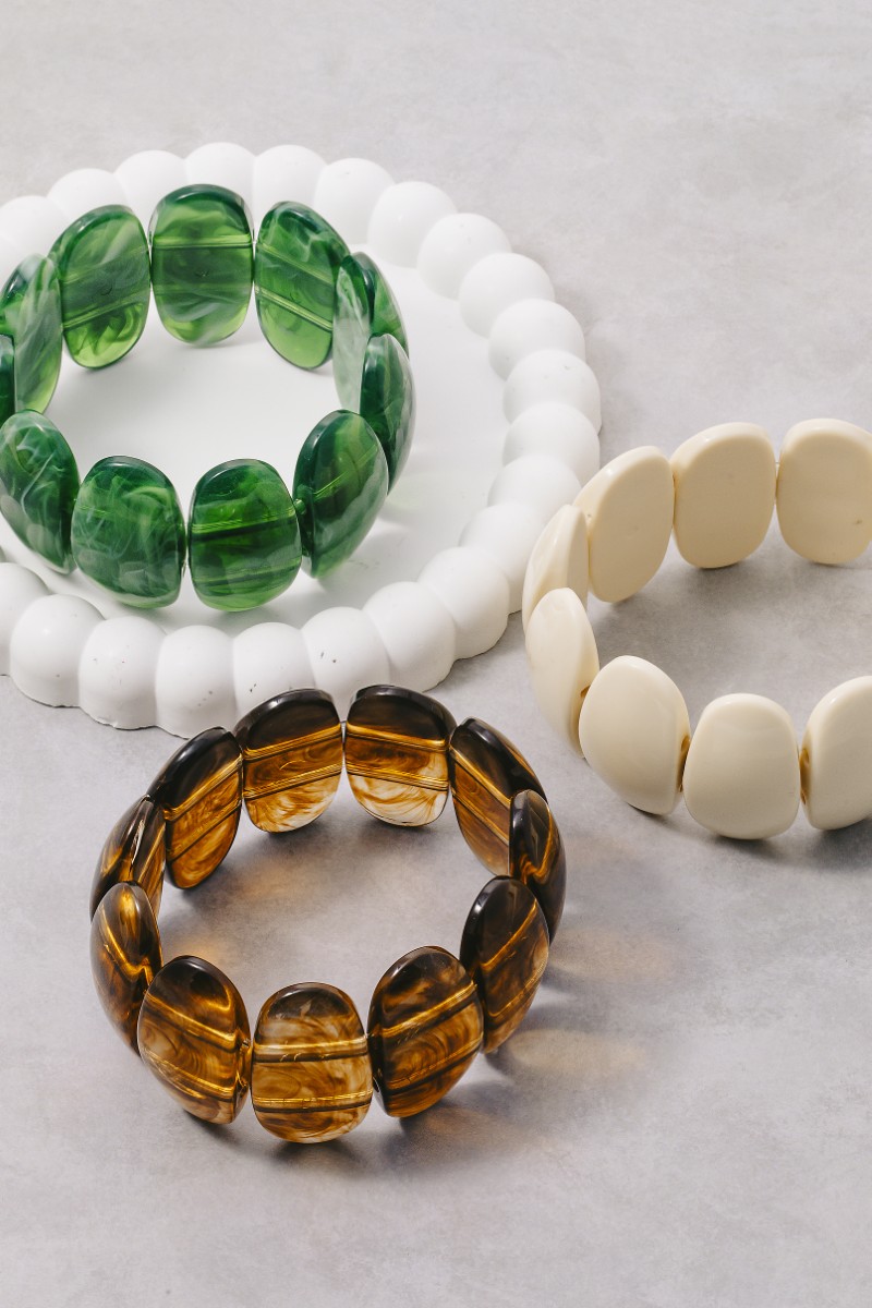 Marble Acrylic Ovals Elastic Bracelet