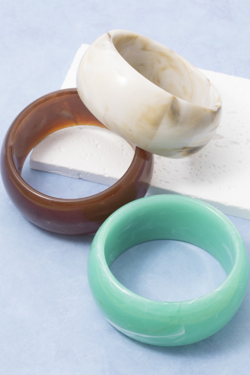 Wide Marble Resin Bangle Bracelet