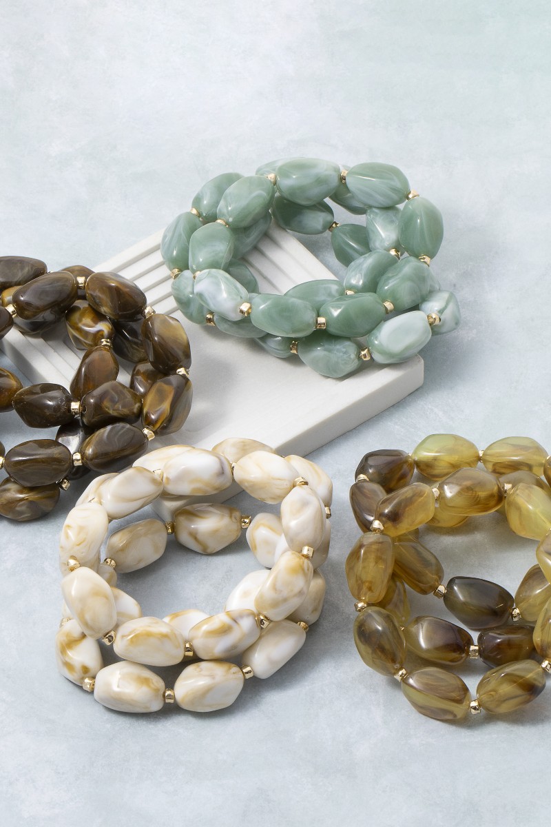 Chunky Marble Acrylic Beads Bracelet Set