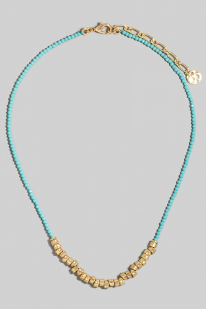 Metallic And Faceted Glass Beaded Necklace