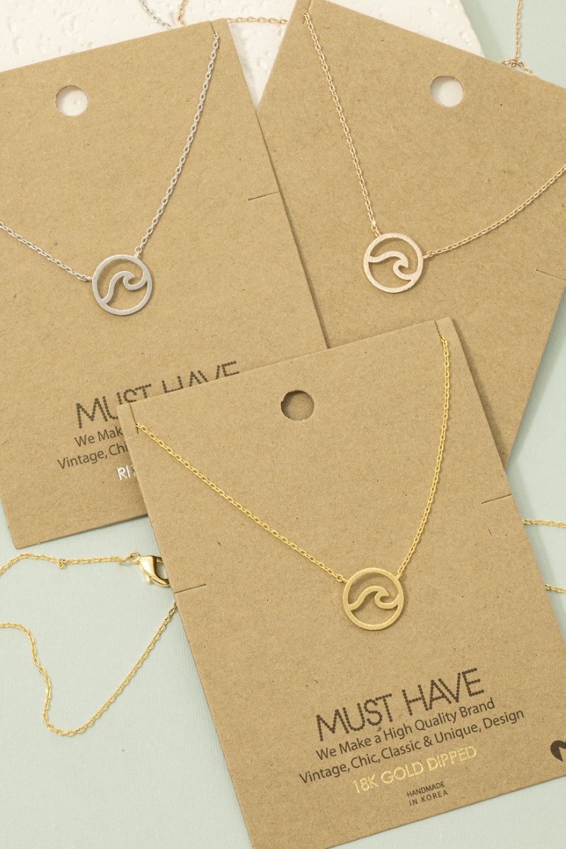 Wave Cutout Coin Pendant Necklace