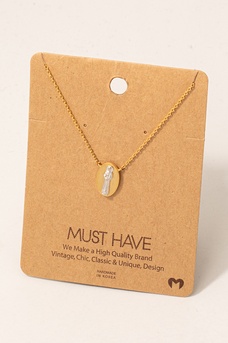 Two Tone Priest Medal Necklace