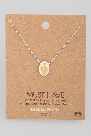 Two Tone Saint Pendant Necklace