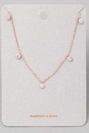 Lucky Dainty Rhinestone Station Necklace