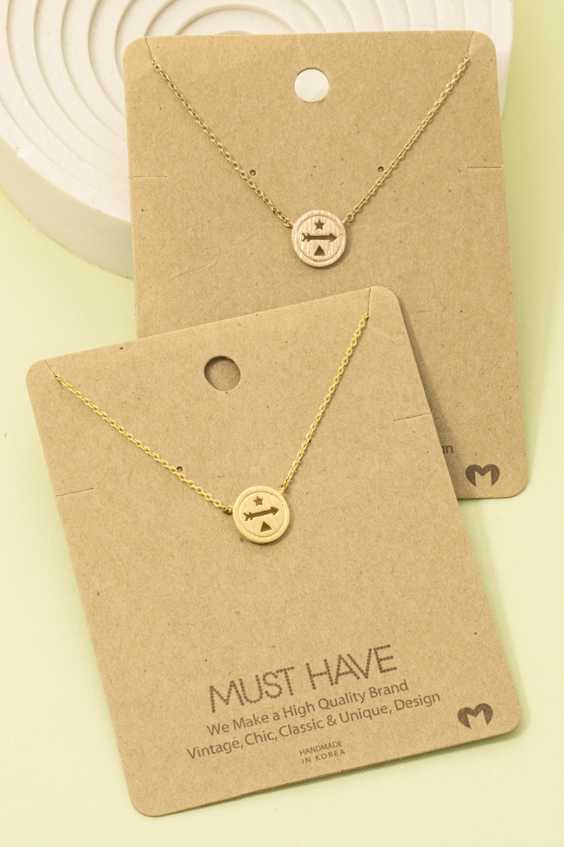 Arrow Disc Charm Necklace
