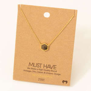 Hexagon Stone Pendant Necklace
