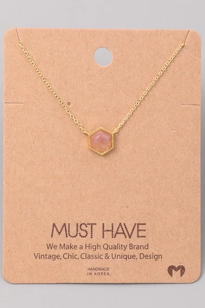 Hexagon Stone Pendant Necklace