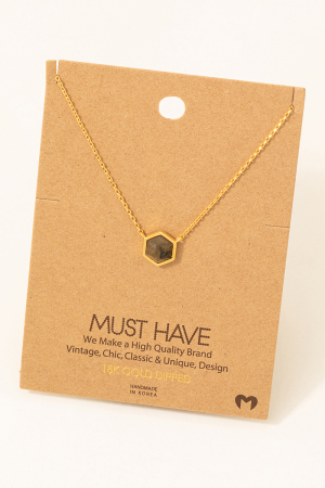 Hexagon Stone Pendant Necklace