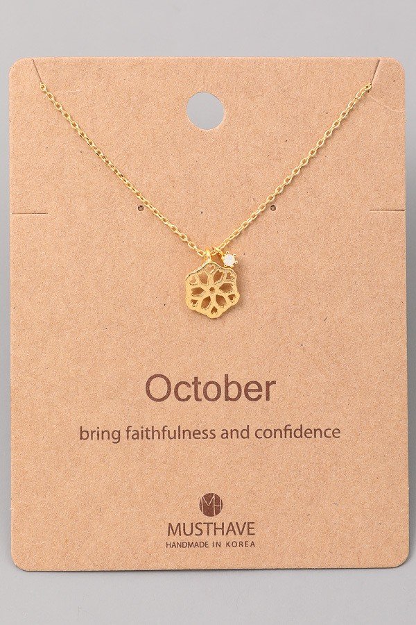 October Birthstone Charm Necklace