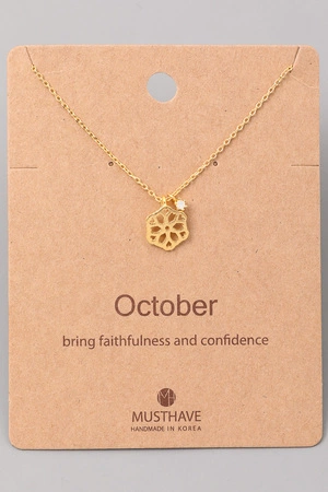 October Birthstone Charm Necklace