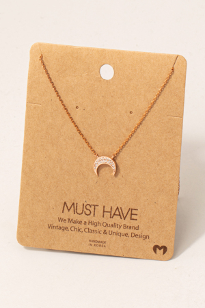 Gilded Crescent Pendant Necklace