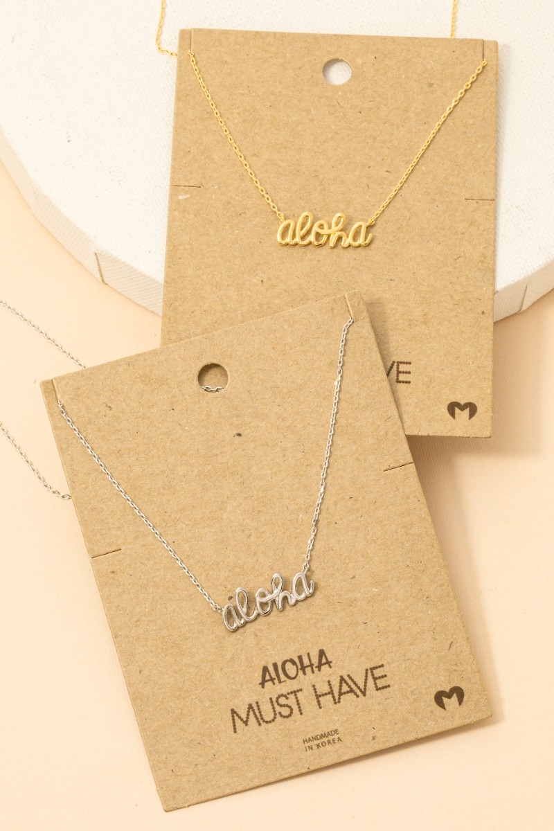 Handwritten Aloha Print Necklace