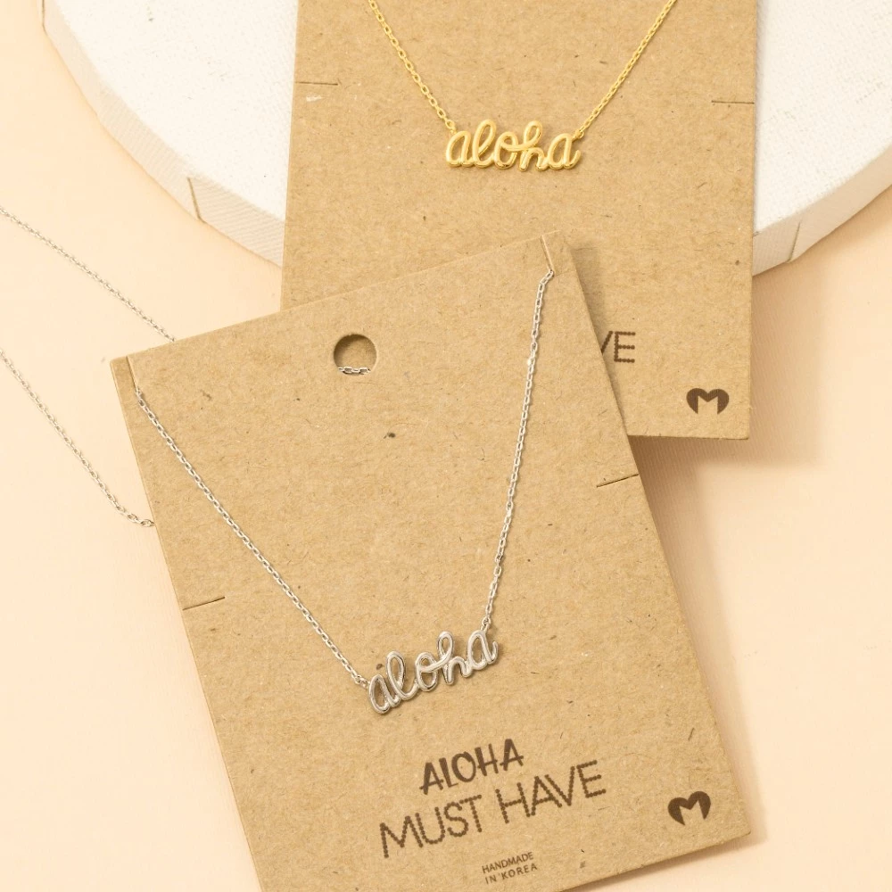 Handwritten Aloha Print Necklace