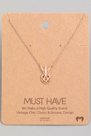 Geometric Pineapple Cutout Pendant Necklace