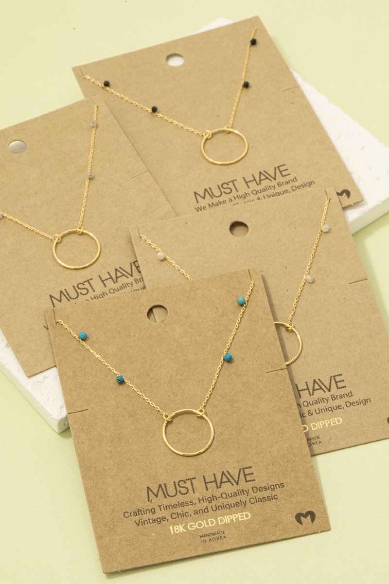 Gold Dipped Center Hoop Charm Necklace