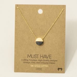 Circle Half Stone Pendant Necklace
