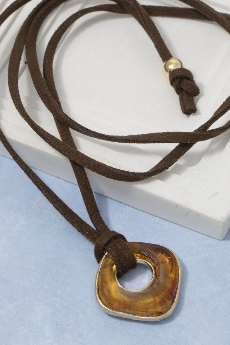 Acrylic Pendant Suede Cord Necklace