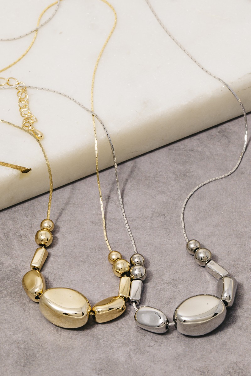 Mixed Metallic Beads Dainty Chain Necklace