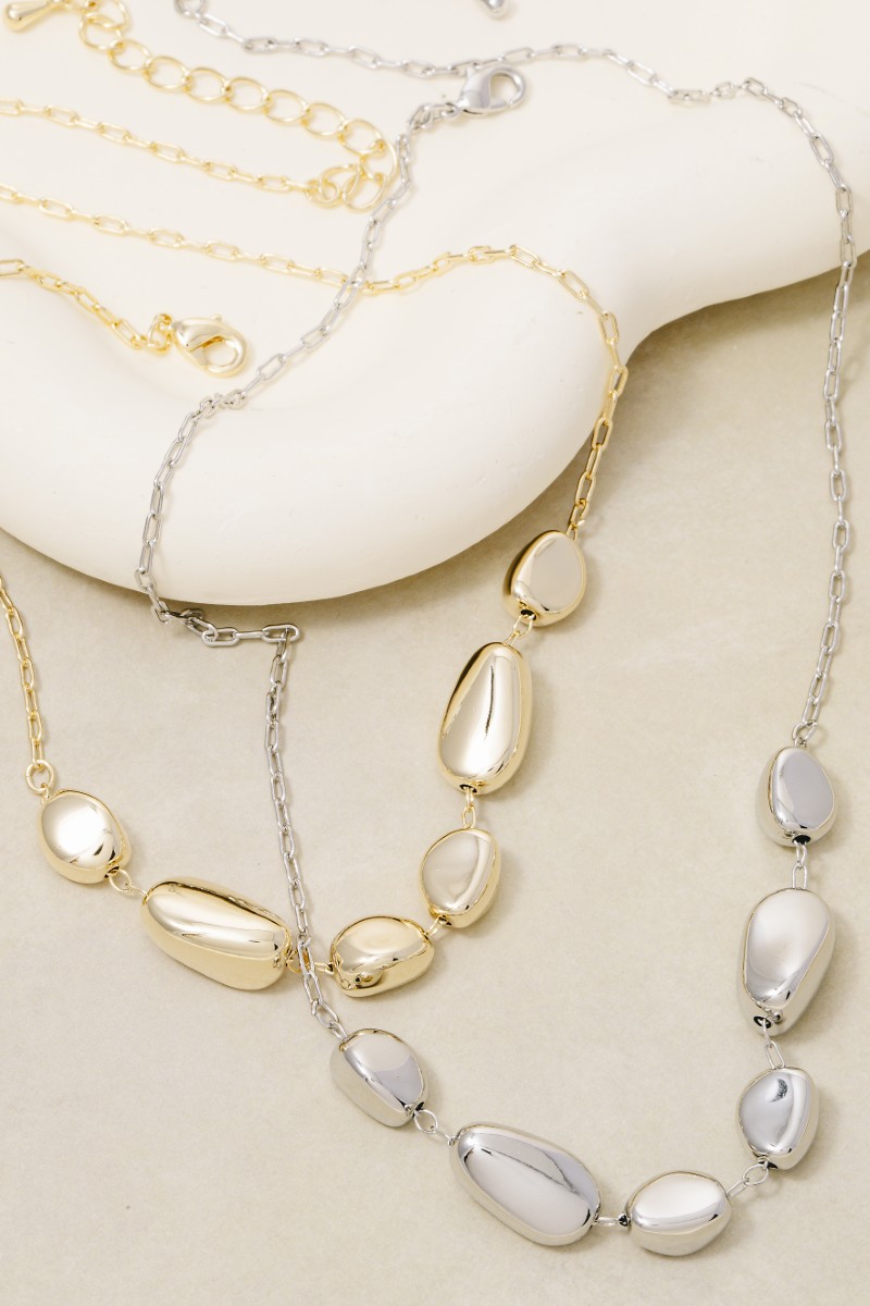 Chunky Irregular Metallic Beads Chain Necklace