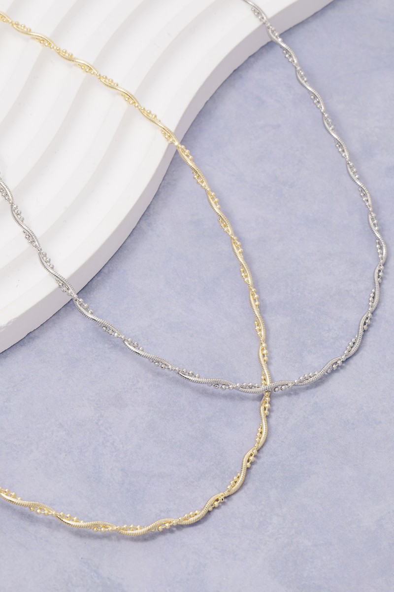 Beaded Snake Chain Twist Necklace