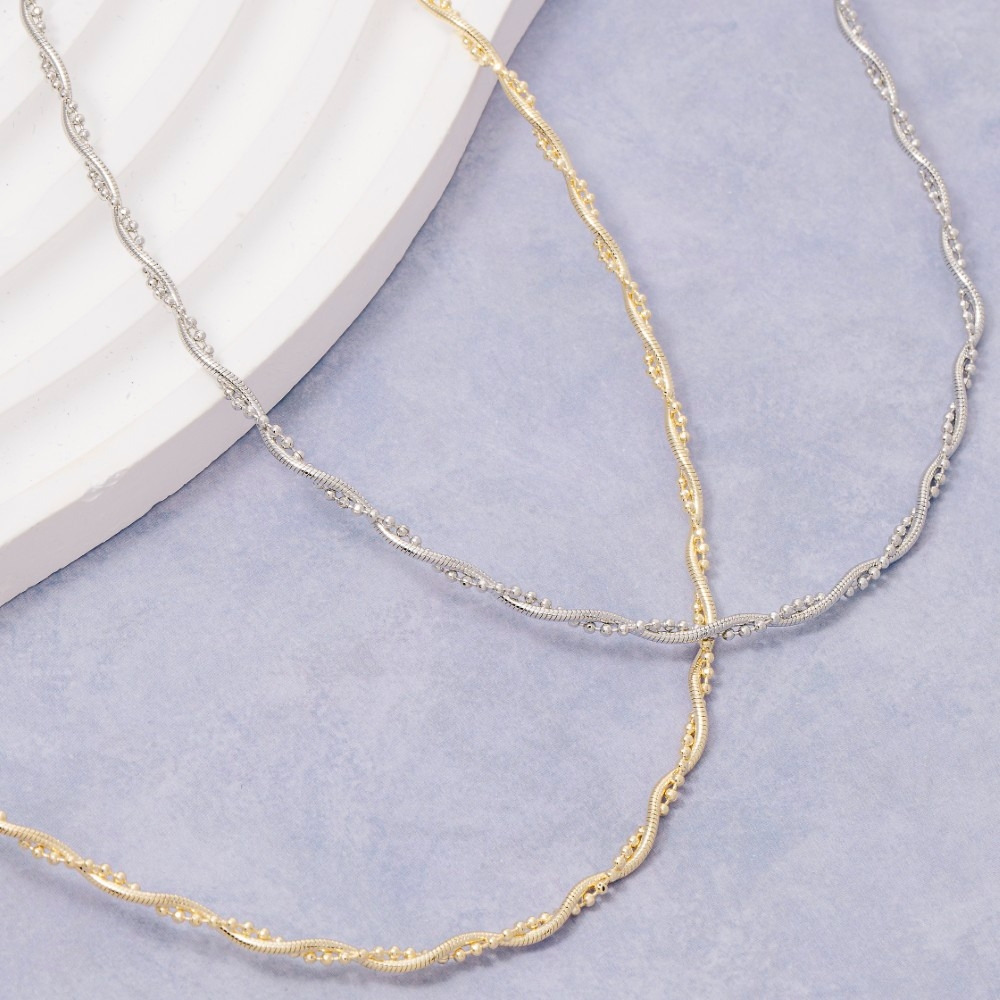 Beaded Snake Chain Twist Necklace