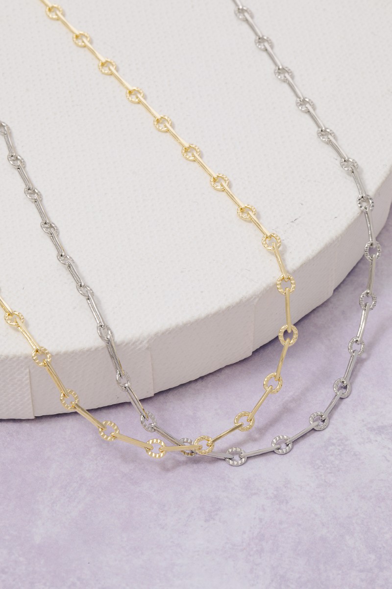 Dainty Repeating Bar Classic Chain Necklace