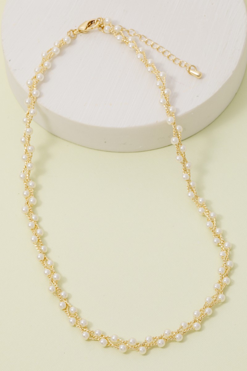 Intricate Woven Pearl Beaded Necklace