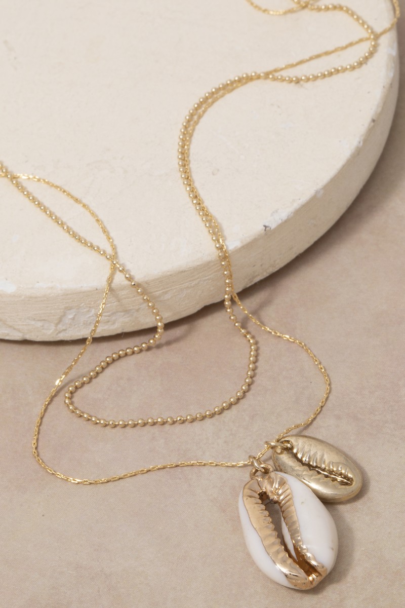 Double Puka Shell Pendants Layered Necklace