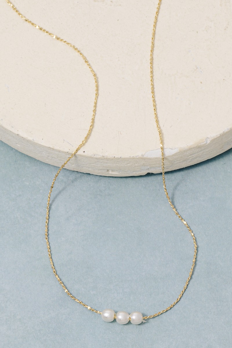 Dainty Chain Pearl Charms Necklace