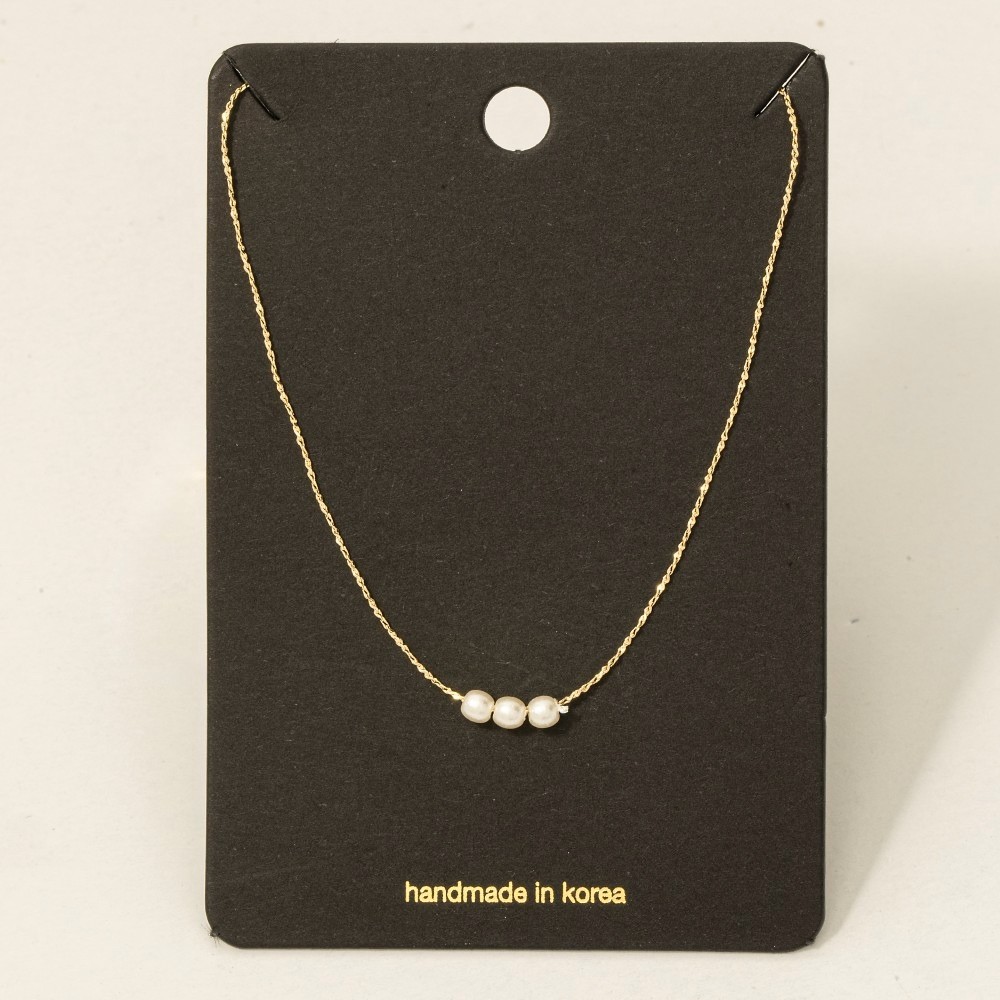 Dainty Chain Pearl Charms Necklace