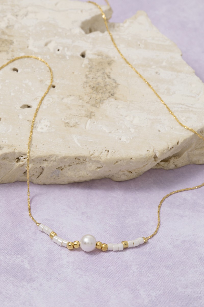 Pearl Bead Charms Chain Necklace