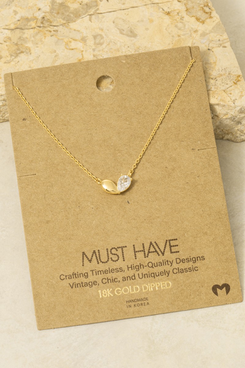 Gold Dipped Cz Heart Shape Pendant Necklace