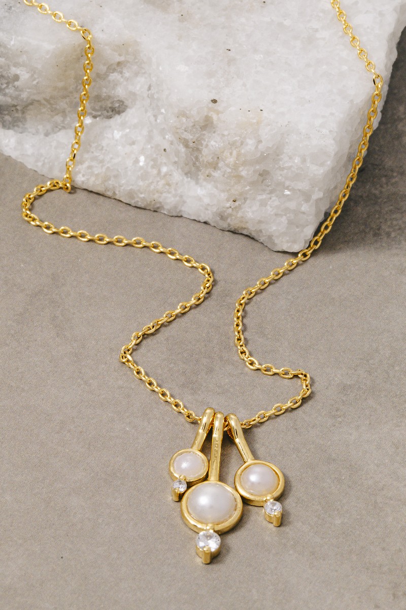 Multi Pearl Drop Charms Necklace