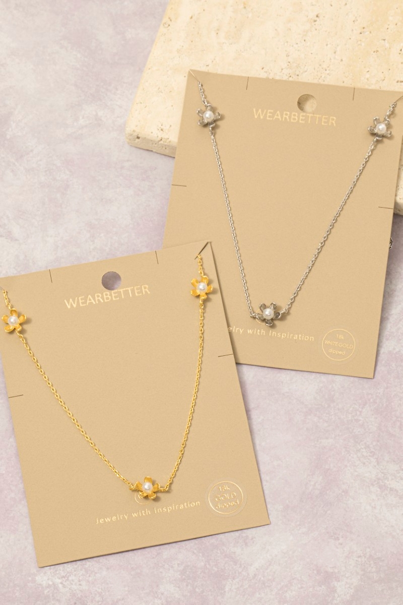 Mini Pearl Flower Station Necklace