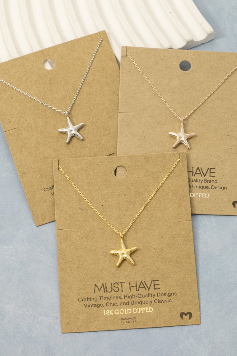 Gold Dipped Starfish Pendant Necklace