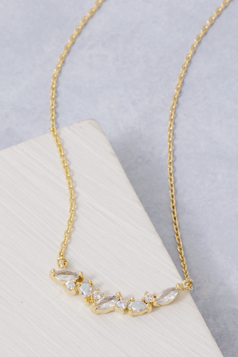 Cz Leaf Charms Necklace