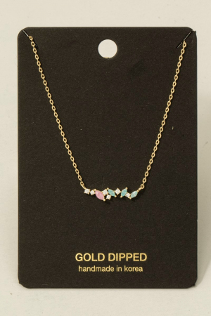 Assorted Cz Stud Line Charm Necklace