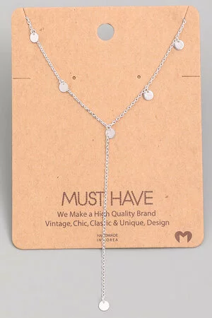 Small Chain Disc Lariat Necklace
