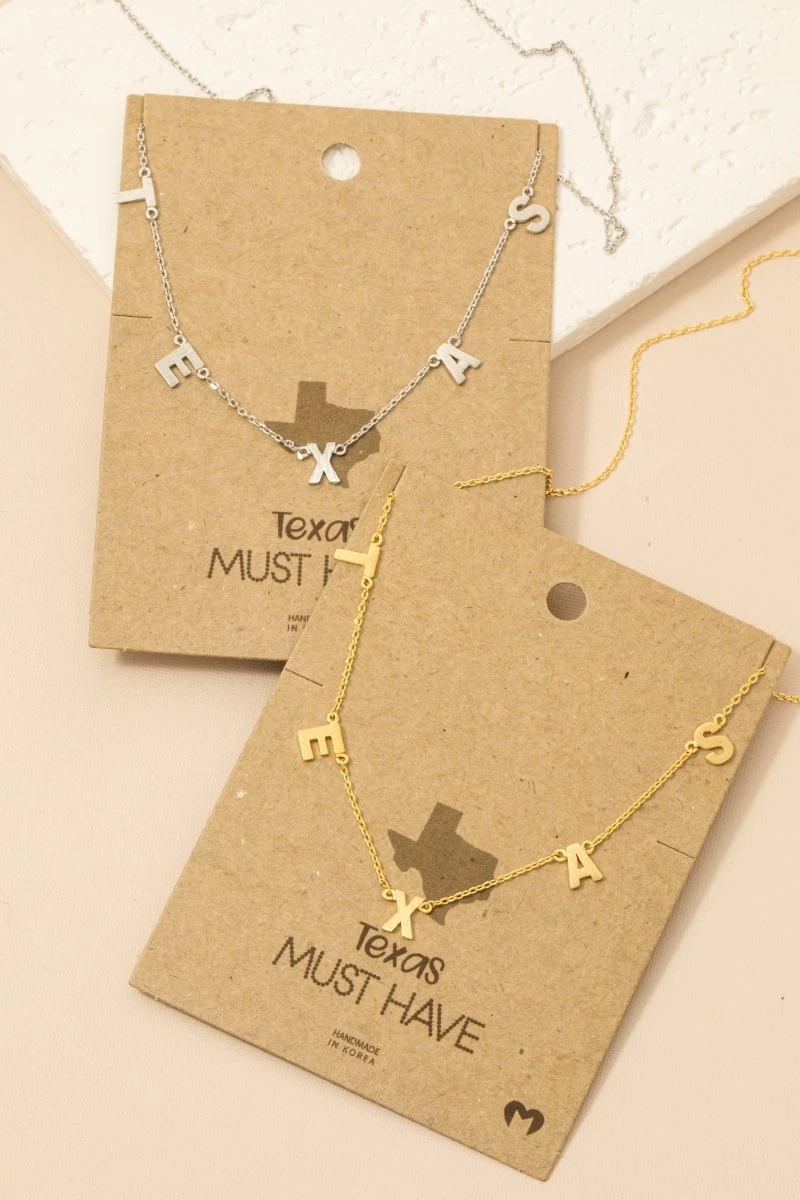 Texas Print Station Charm Necklace