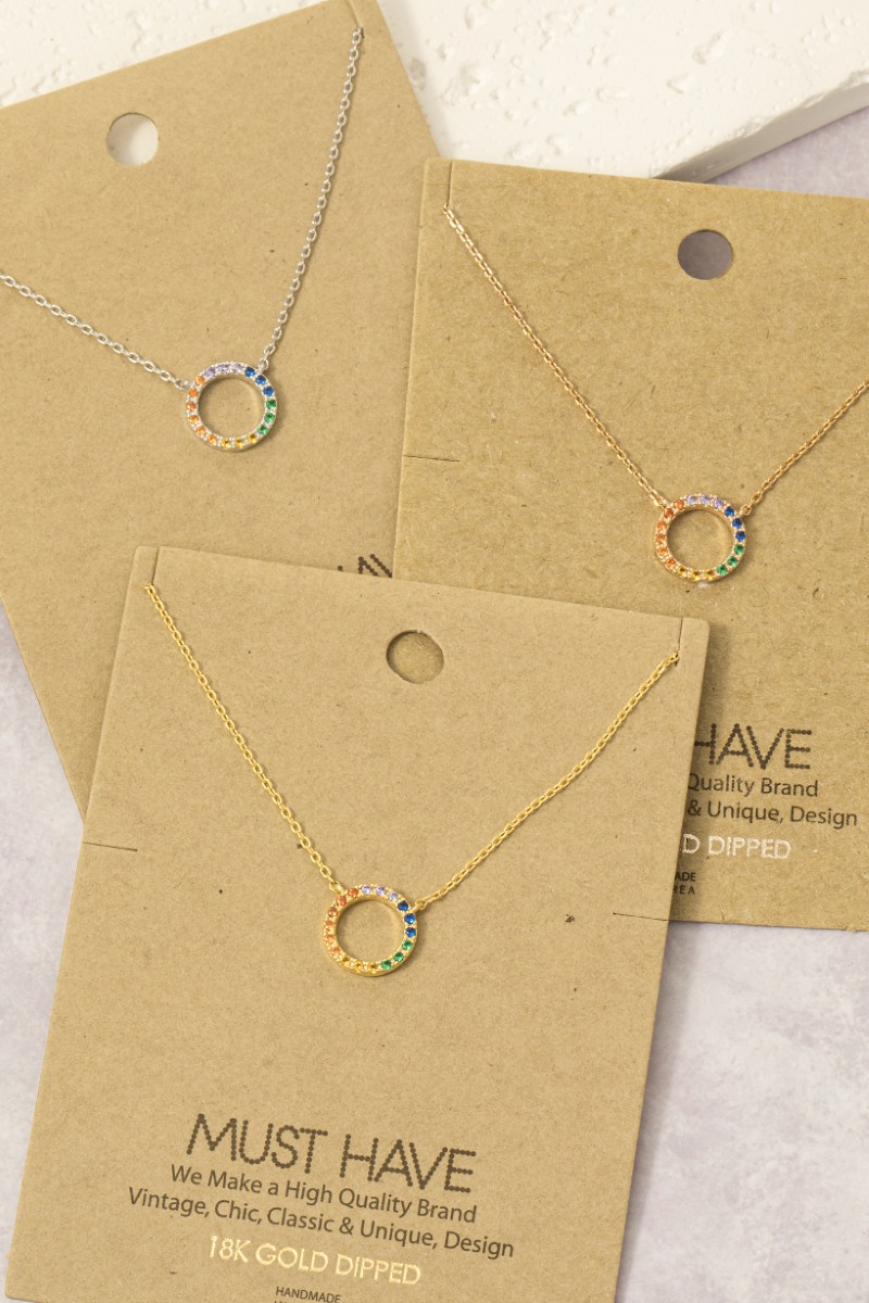 Rainbow Circle Pendant Necklace