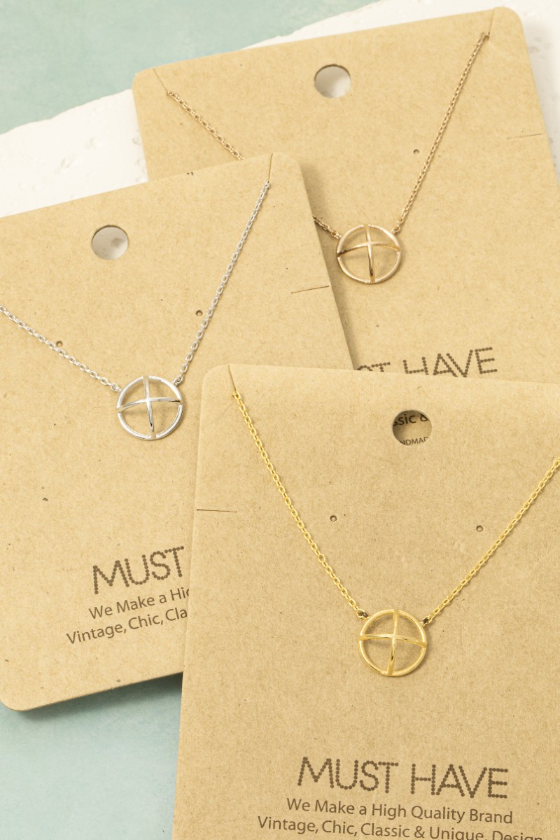 Circle Cross Pendant Necklace