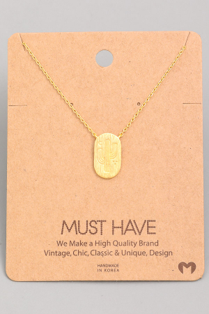 Oval Cactus Pendant Necklace